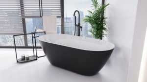 Besco Moya B&W wanna wolnostojąca czarno/biała 170 + klik-klak gun metal czyszczony od góry WMD170WGR