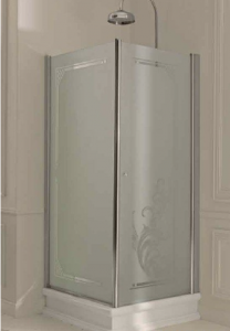 Kerasan Retro Kabina prostokątna lewa szkło dekoracyjne przejrzyste profile chrom 80x96 9143N0