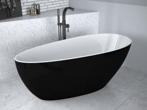 Besco Goya Matt B&W wanna wolnostojąca czarny mat/biała 170 + klik-klak biały czyszczony od góry WMMC170GKW