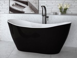 Besco Viya B&W wanna wolnostojąca czarno/biała 170 + klik-klak chrom czyszczony od góry WMD170VWC