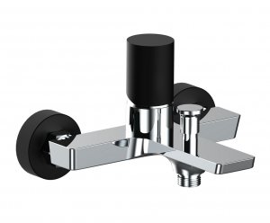 AQG Bateria wannowa Tube Chrom/Czarny z zestawem natryskowym SET Q 01TUB421NC