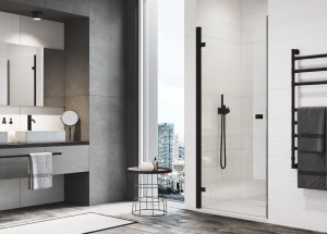 Ronal drzwi jednoczęściowe lewe 70x200 cm, szkło przezroczyste, profile BLACK LINE czarny mat AN1CG07000607
