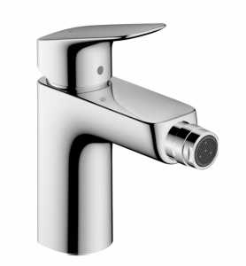 Hansgrohe Logis Jednouchwytowa bateria bidetowa 100 z kompletem odpływowym z cięgłem czarny mat 71200000