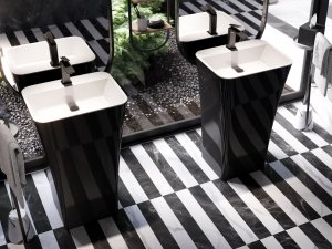 Besco Assos S-Line Matt B&W umywalka wolnostojąca z otworem pod baterię UOMCAPWO