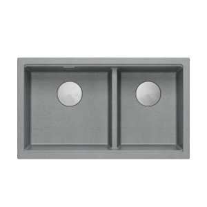 QUADRON | LOGAN 120 | granitowy zlewozmywak kuchenny SILVER STONE + STAL | wymiar: 76 x 45 x 23,5 cm | 2-komorowy podwieszany| podbudowa szafki od: 80 cm HQL7645U5BSU