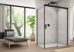 Ronal Sanswiss ścianka boczna 90,1-140x0-200 cm, szkło przezroczyste, profile BLACK LINE czarny mat CASTSM20607