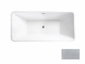 Besco Evita Glam wanna wolnostojąca 160 Srebrna + maskownica syfonu z przelewem czarna WA160ESC