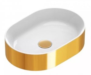 Catalano Zero umywalka nablatowa 50x35 cm owalna biały/złoty 0122500042