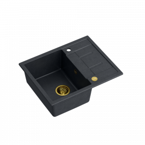QUADRON MORGAN 116 GraniteQ zlew 1 komora black diamond/elementy złote 620x500x220  HB8210U8G1P2O