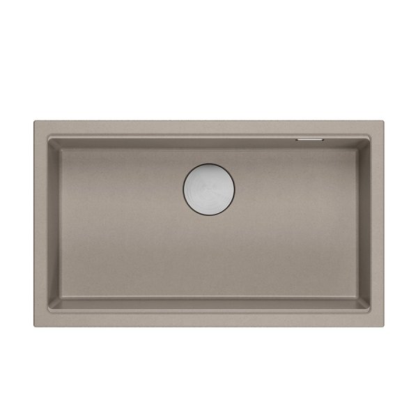 Quadron LOGAN 110 GraniteQ zlewozmywak soft taupe 76x44x23,5 cm 1-komorowy podwieszany z syfonem manualnym stal szlachetna HQD7644U4BSU