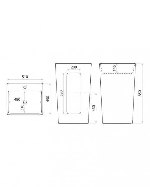 Lavita Umywalka stojąca Quadro 510x450x850mm 5908211476476
