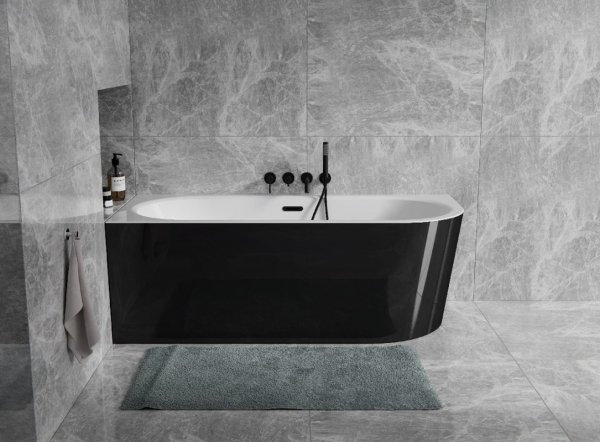 Besco Avita A-line Matt B&amp;W wanna wolnostojąca czarny mat/biały połysk  170 P + syfon klik-klak gun metal z przelewem slim WAA17AMPGS