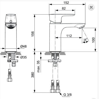 Ideal Standard Connect Air Bateria umywalkowa bez korka szary magnetyczny połysk A7024A5