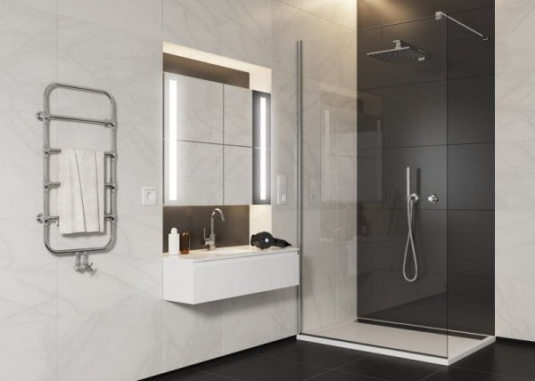 SanSwiss Walk-In Easy Ścianka Boczna Wolnostojąca STR4PX 120 cm Szkło Przezroczyste STR4PX1205007