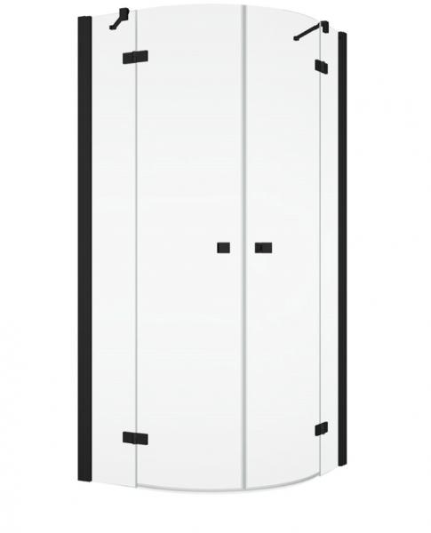Ronal kabina półokragła dwuczęściowa 90x200 cm, szkło przezroczyste, profile BLACK LINE czarny mat ANR500900607