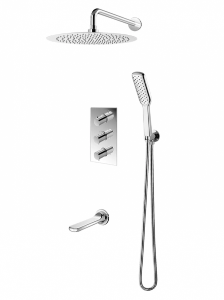 VEDO CENTO CROMO Kompletny system wannowo-natryskowy podtynkowy I TERMO deszczownica o śr. 200 mm VBC1231/20/CH/TERMO chrom
