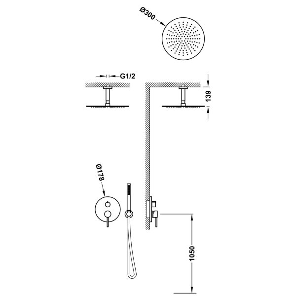 Tres STUDY zestaw prysznicowy podtynkowy Rapid-box Złoto matowe 26238003OM
