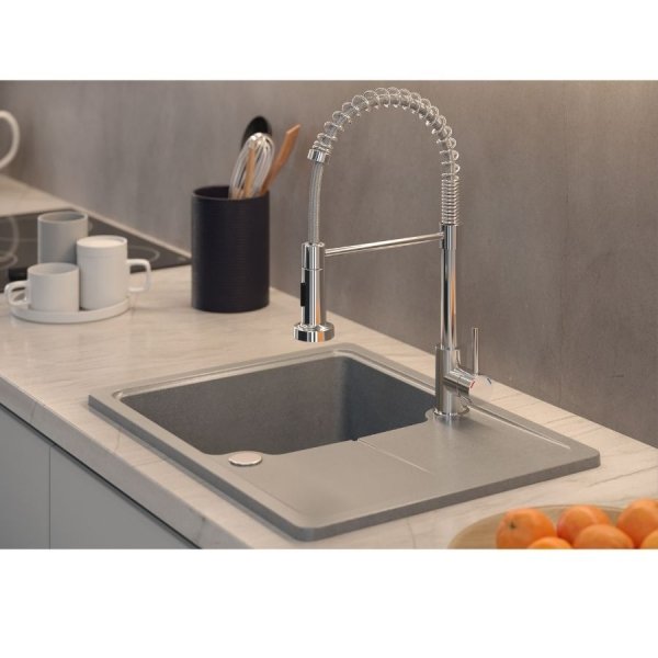 Quadron SALMA NEW SteelQ stalowa bateria kuchenna sprężyna chrom z funkcją prysznica 52137CR