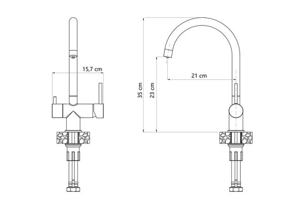 QUADRON CAREN bateria kuchenna trójdrożna stalowa nano PVD złota 3623512PVDG1