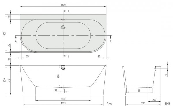 Villeroy &amp; Boch Oberon 2.0 Duo Wanna przyścienna 180x80 cm biała UBQ180OBR9CD00V01