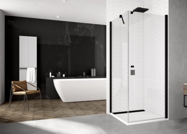 Sanswiss Solino Black Line ścianka boczna 90cm profil czarny SOLT109000607 Sprawdź atrakcyjne rabaty!
