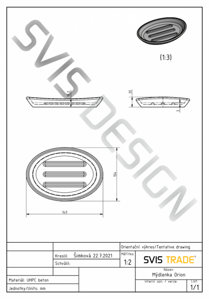 S.V.I.S. Design MYDELNICZKA 15 CM ORION BASIC - BARDZO JASNY KOBALTOWY, BEZ DEKORU, BEZ LAKIERU