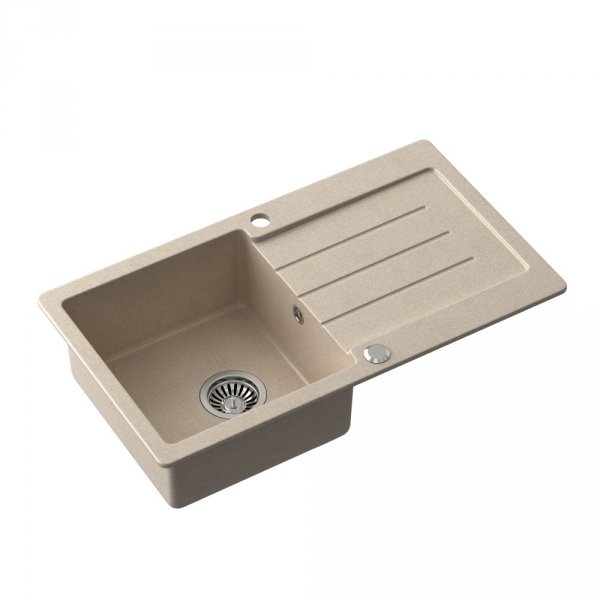 Quadron  JOHNNY 111 Steingran zlewozmywak granitowy beżowy 1-komorowy z/o (77x44x18,5), z syfonem i zaślepką stal szlachetna  HCQJ7744BEZK