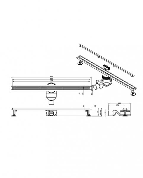 Lavita Odpływ liniowy Linear slim Brushed Copper 800 5900378370253