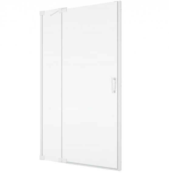 Ronal Sanswiss drzwi wahadłowe jednoczęściowe z elementem stałym w linii 75x200 cm, szkło przezroczyste, profile WHITE LINE biały mat CA13D0750907