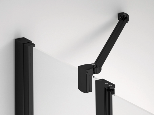Ronal drzwi dwuczęściowe 80x200 cm, szkło przezroczyste, profile BLACK LINE czarny mat SOL208000607