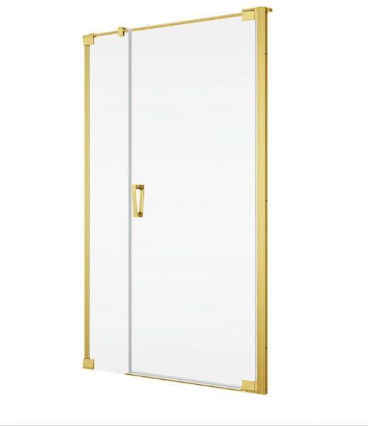 Ronal Sanswiss drzwi wahadłowe jednoczęściowe prawe ze ścianką stałą w linii 140,1-200x0-200 cm, szkło przezroczyste, profile GOLD LINE złoty CA31CDSM21207
