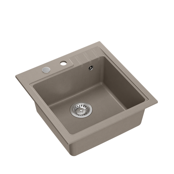 Quadron PETER 110 GraniteQ zlewozmywak granitowy soft taupe 1-komorowy z/o (50x52x20) z syfonem i zaślepką HCQP5052ST