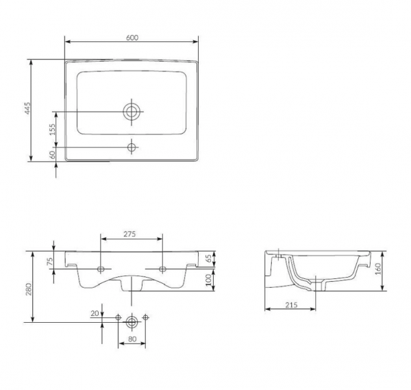 Umywalka meblowa 60 Crea Cersanit (K114-006)