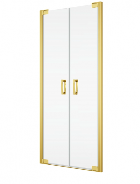 Ronal Sanswiss drzwi wahadłowe dwuczęściowe z profilem przyściennym 120x200 cm, szkło przezroczyste, profile GOLD LINE złoty CA2C1201207
