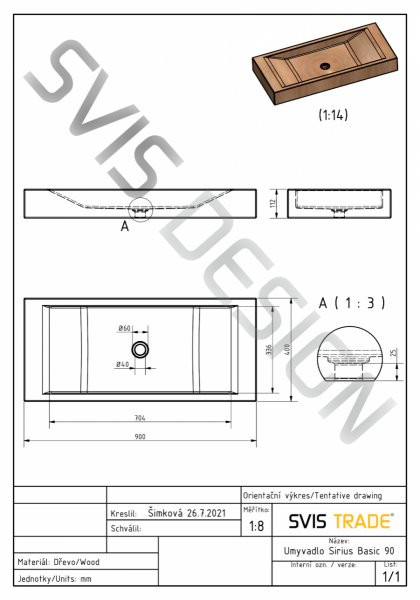 S.V.I.S. Design UMYWALKA 90 CM SIRIUS DĄB LAKIER MATOWY NATURALNY