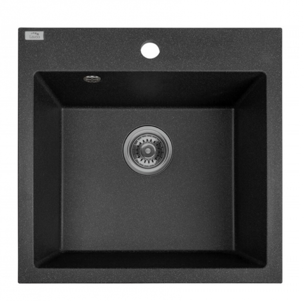 LAVEO ALENA - ZLEWOZMYWAK GRANITOWY 1-KOMOROWY 49x49 cm CZARNY - SBA710T
