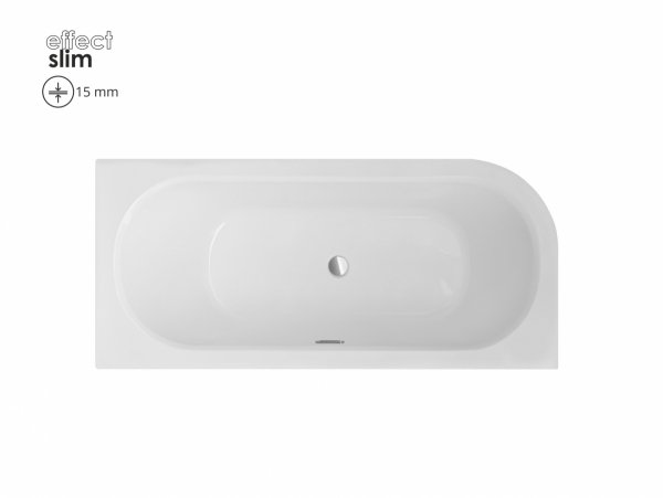 Besco Avita Slim+ wanna asymetryczna 180 Prawa + syfon z przelewem złoty WAV180PPZ