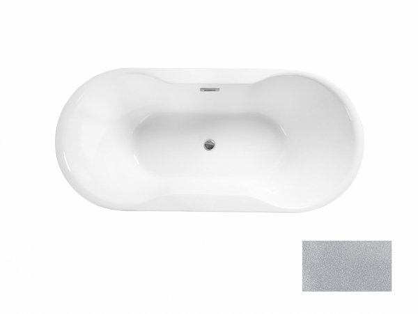 Besco Navia Glam wanna wolnostojąca 160 Srebrna + syfon z przelewem chrom WA160NSR