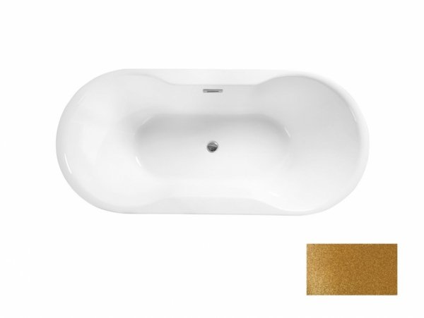 Besco Navia Glam wanna wolnostojąca 140 Złota + maskownica syfonu z przelewem złota WA140NZZ