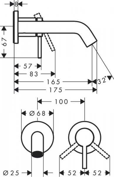 Hansgrohe Tecturis S Jednouchwytowe baterie umywalkowe montaż ścienny, podtynkowy Czarny Matowy 73350670