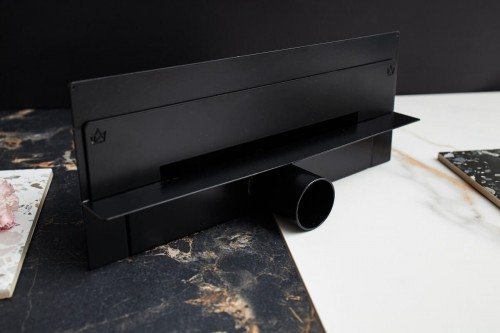 Cedor odpływ ścienny czarny - Super Niski - WALL PRO - Soft Black 600mm RABAT 10% KOD CED10