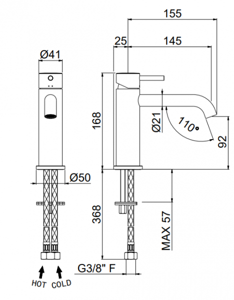 Vema Maira bateria umywalkowa czarna z korkiem V27011/K/CZAR