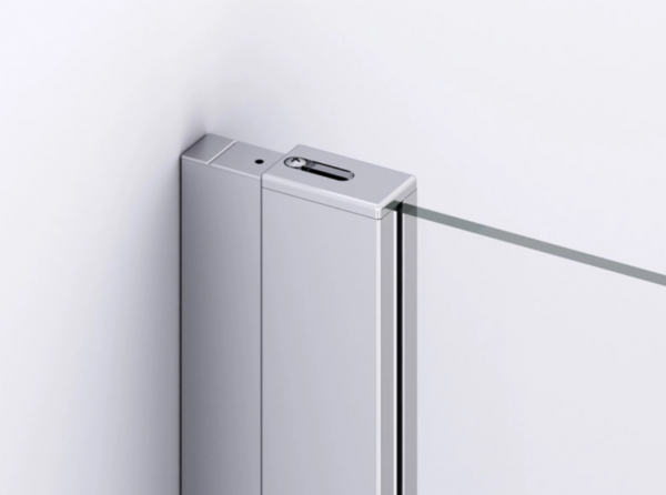 Ronal drzwi wahadłowe dwuczęściowe ze ścianką stałą w linii 140x200 cm, szkło przezroczyste, profile Srebrny połysk D22T32090505007