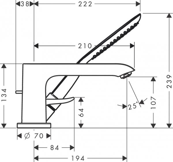 31190000 Hansgrohe Metris 3-otworowa jednouchwytowa bateria na brzeg wanny