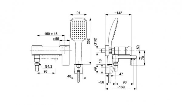 KFA Armatura Dust bateria wannowa złota szczotkowana 93836247