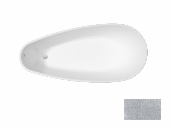 Besco Goya A-line Glam wanna wolnostojąca 160 Srebrna + maskownica syfonu z przelewem biała WA160GSB