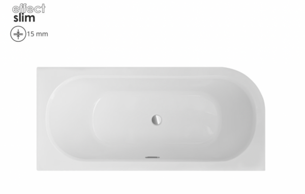 Besco Avita Slim+ wanna pod zabudowę 180 Lewa + syfon z przelewem złotym WAV180LPZ