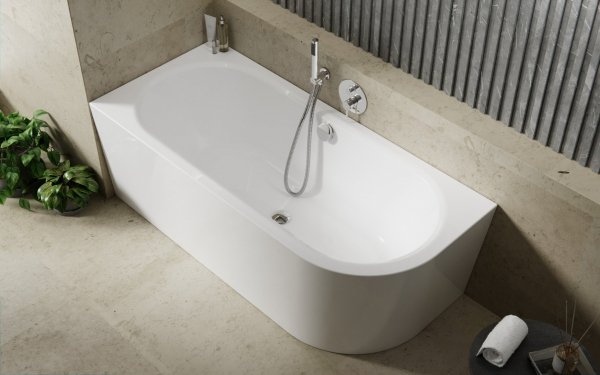 Besco Avita A-line wanna wolnostojąca 170 L + syfon z napełnieniem czarny WAA170ALCN