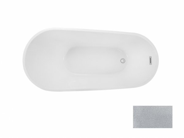 Besco Melody Glam wanna wolnostojąca 170 Srebrna + maskownica syfonu z przelewem czarna WA170MZC