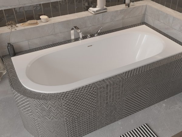 Besco Avita Slim+ wanna asymetryczna 180 Lewa + syfon z przelewem złoty WAV180LPZ